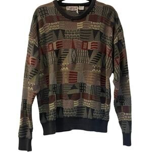 Vintage 90s Geometric Abstract Patterned Heartland Company Sweater Adult Large